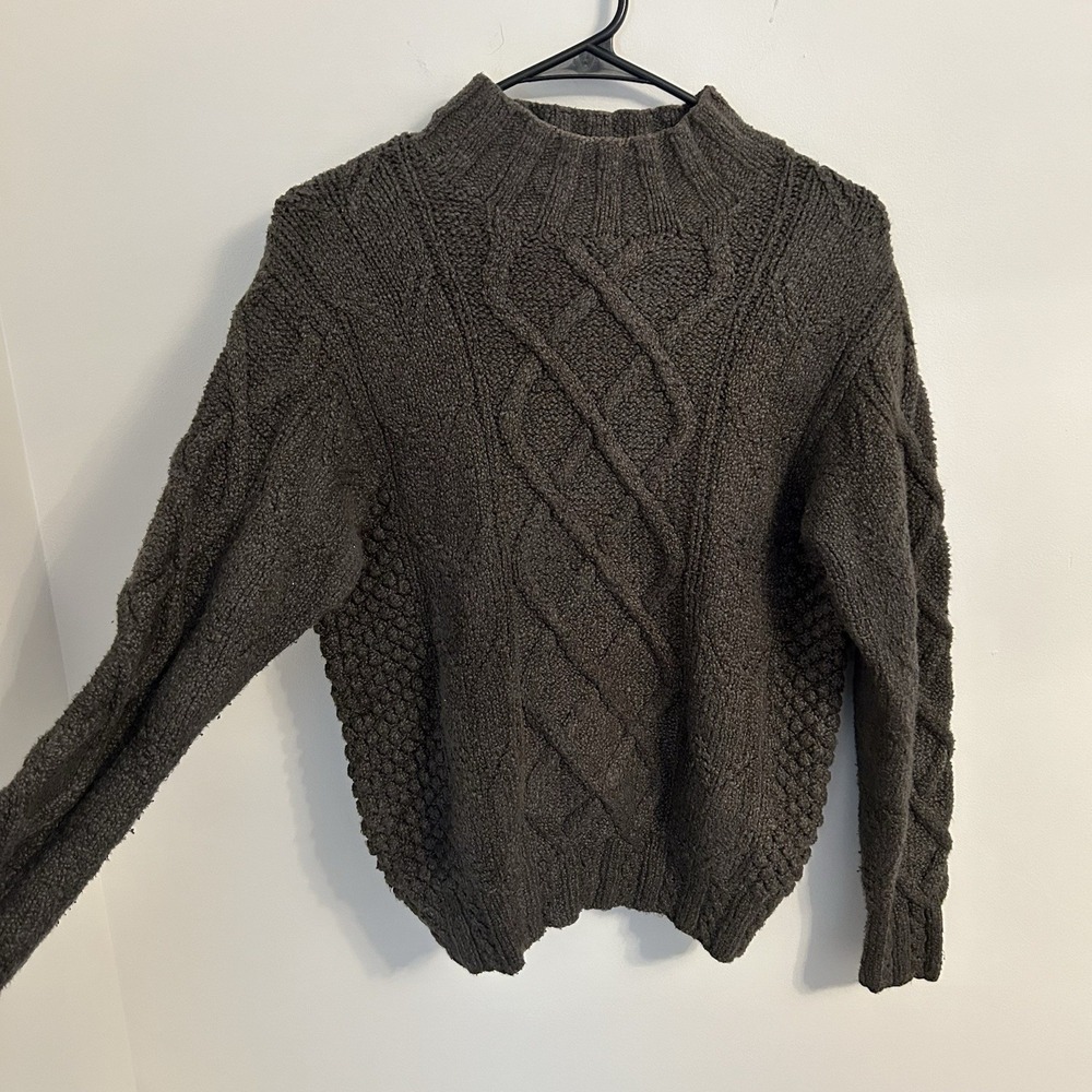 Carlisle Women's Olive Green‎ Cable Knit Cotton Pullover Sweater Size Medium